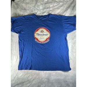 Presidente Shirt Adult Medium. Short Sleeve Blue T-shirt Dominican Republic Mens